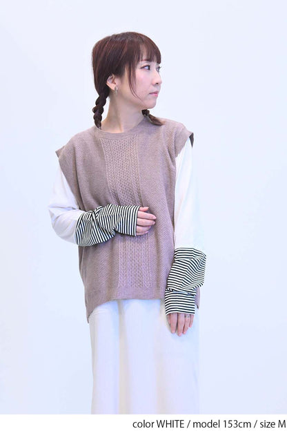 ≪SALE≫ Sleeve Border Switch Long Sleeve Tee