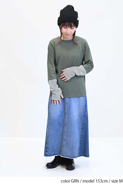 ≪SALE≫ Sleeve Border Switch Long Sleeve Tee