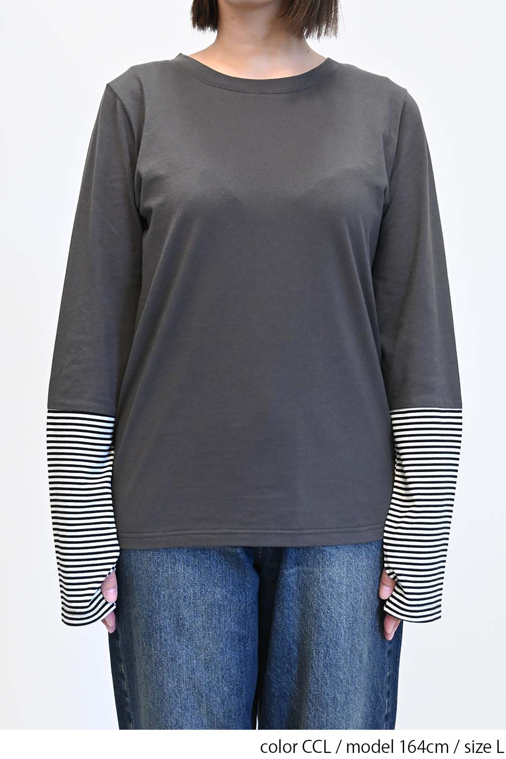 ≪SALE≫ Sleeve Border Switch Long Sleeve Tee