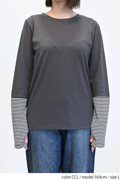 ≪SALE≫ Sleeve Border Switch Long Sleeve Tee