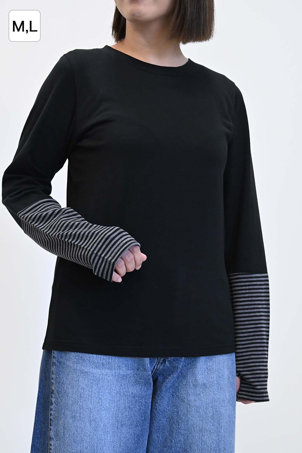≪SALE≫ Sleeve Border Switch Long Sleeve Tee