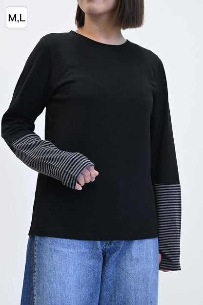 ≪SALE≫ Sleeve Border Switch Long Sleeve Tee