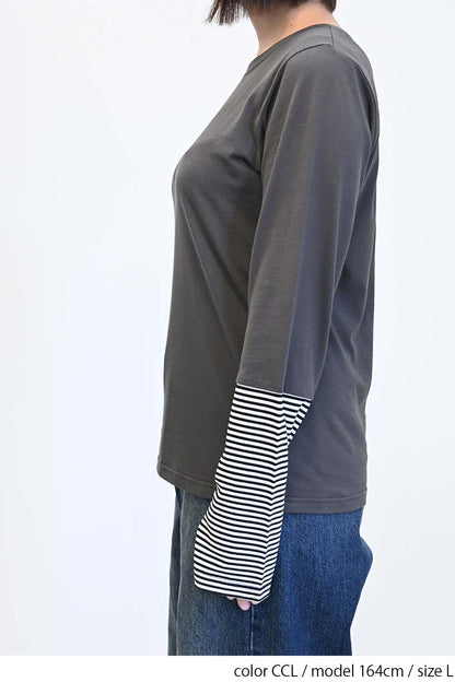 ≪SALE≫ Sleeve Border Switch Long Sleeve Tee