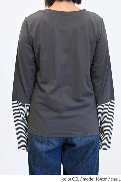 ≪SALE≫ Sleeve Border Switch Long Sleeve Tee