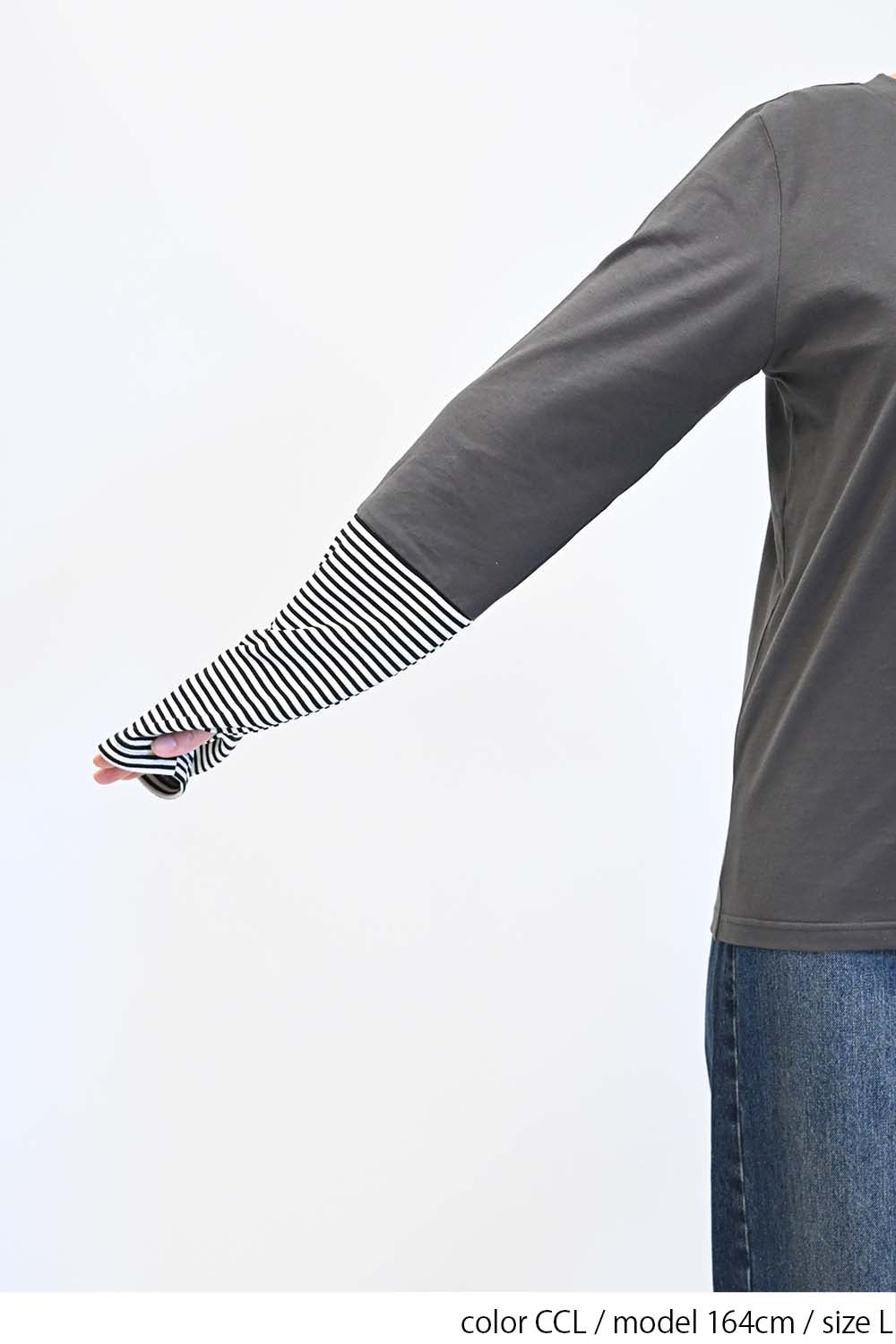 ≪SALE≫ Sleeve Border Switch Long Sleeve Tee