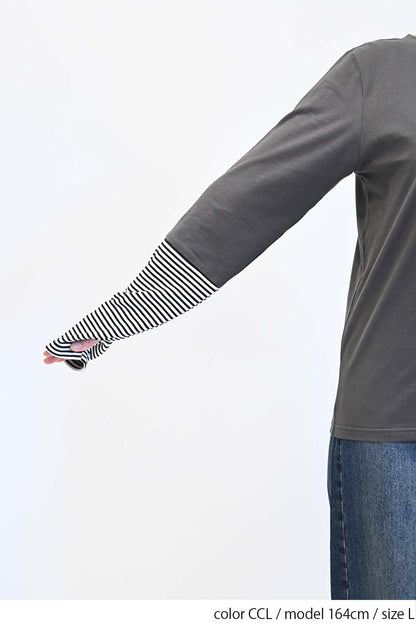 ≪SALE≫ Sleeve Border Switch Long Sleeve Tee
