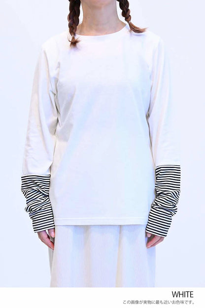 ≪SALE≫ Sleeve Border Switch Long Sleeve Tee