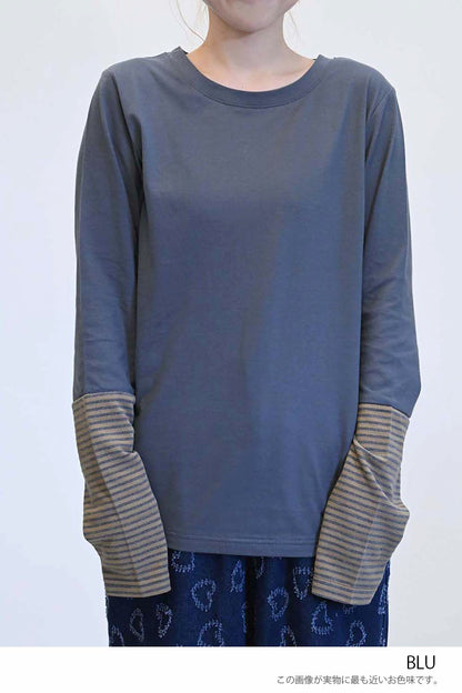 ≪SALE≫ Sleeve Border Switch Long Sleeve Tee