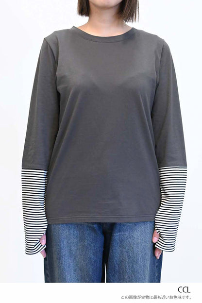 ≪SALE≫ Sleeve Border Switch Long Sleeve Tee