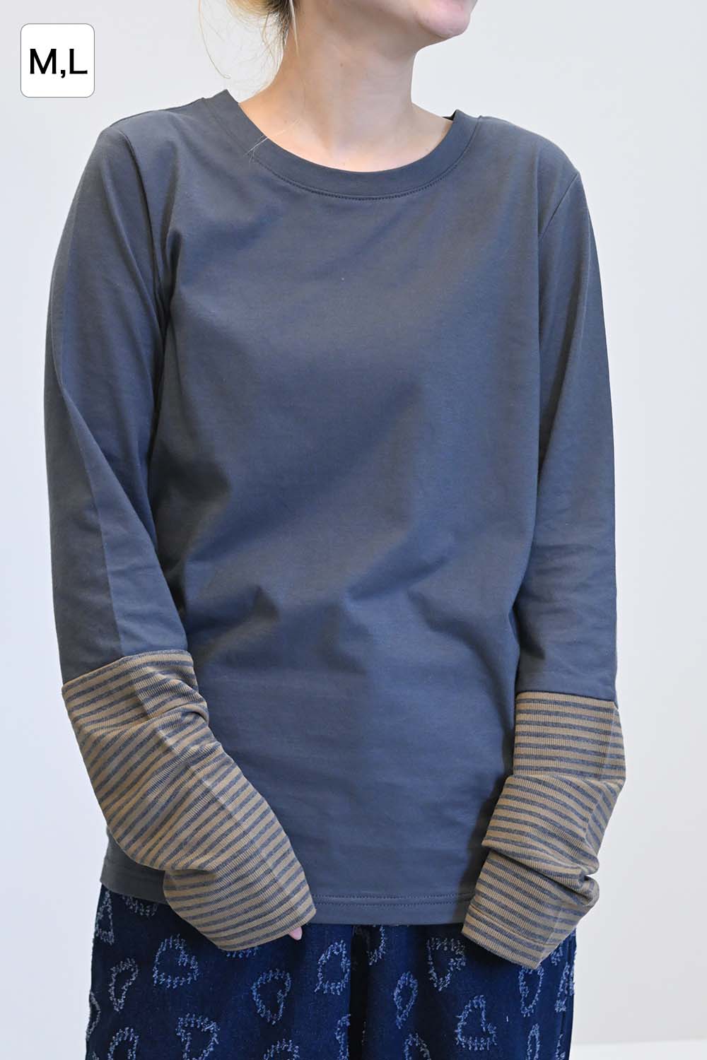 ≪SALE≫ Sleeve Border Switch Long Sleeve Tee