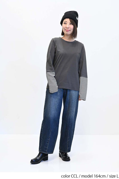 ≪SALE≫ Sleeve Border Switch Long Sleeve Tee