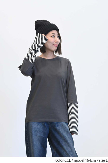 ≪SALE≫ Sleeve Border Switch Long Sleeve Tee