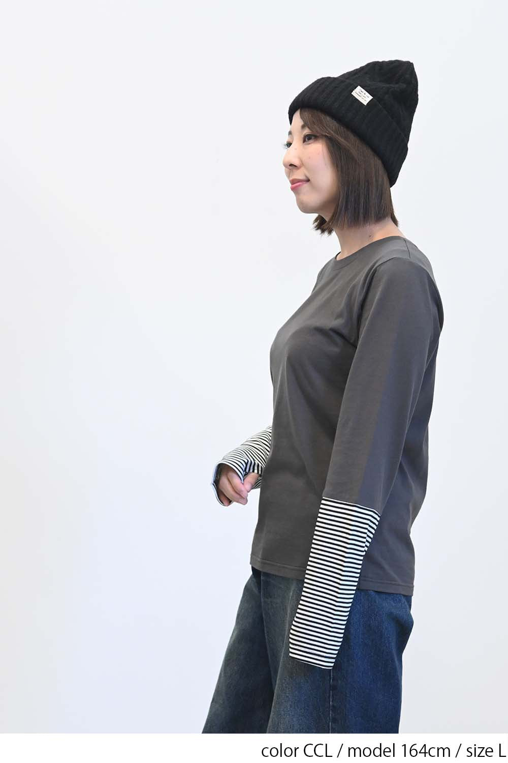 ≪SALE≫ Sleeve Border Switch Long Sleeve Tee