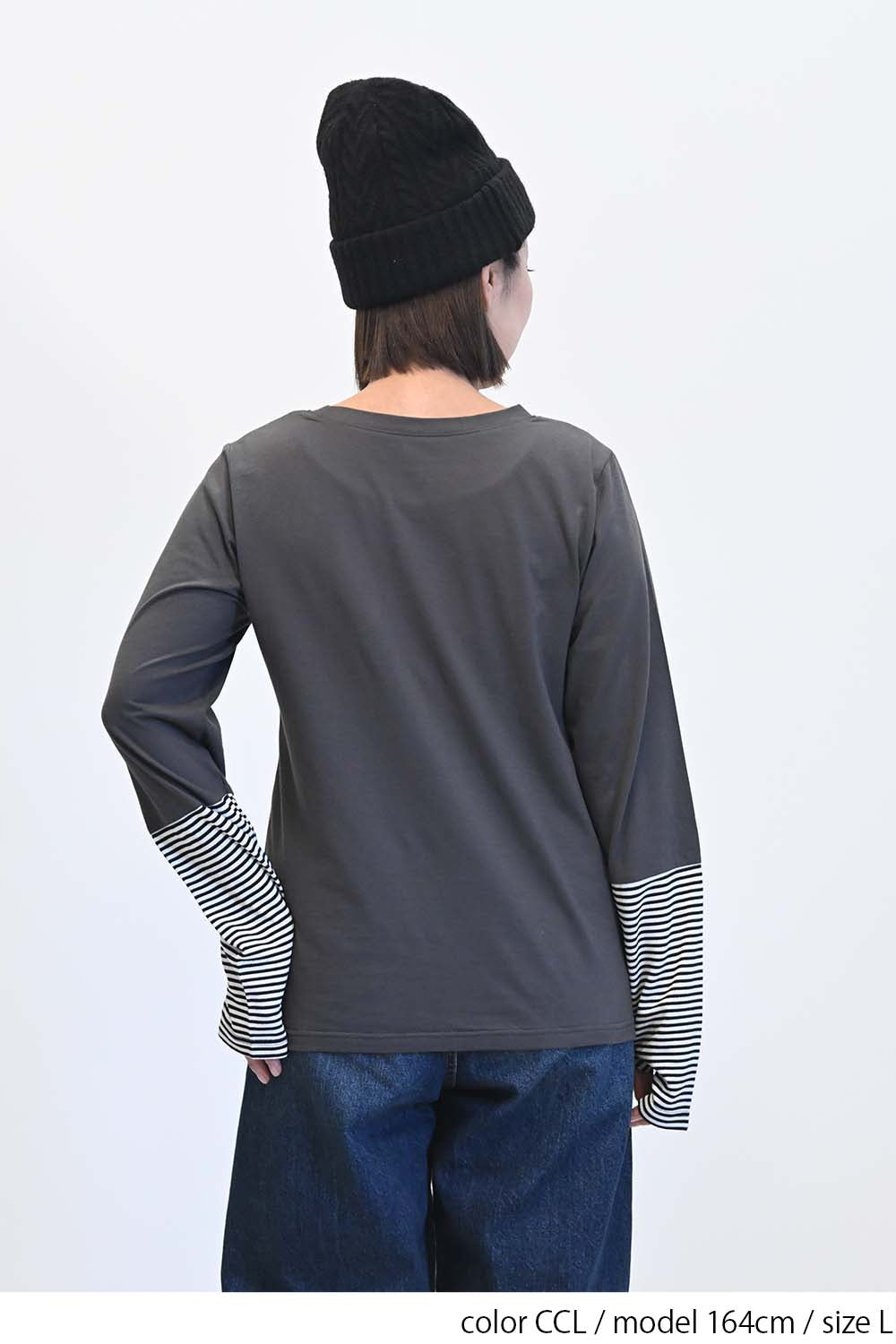 ≪SALE≫ Sleeve Border Switch Long Sleeve Tee