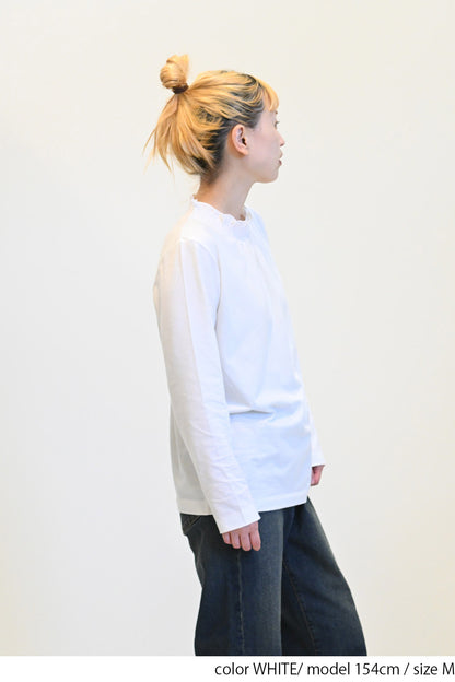 ≪SALE≫ Collar Shirring Lace Long Sleeve Tee