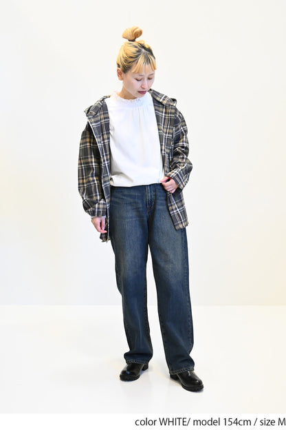 ≪SALE≫ Collar Shirring Lace Long Sleeve Tee