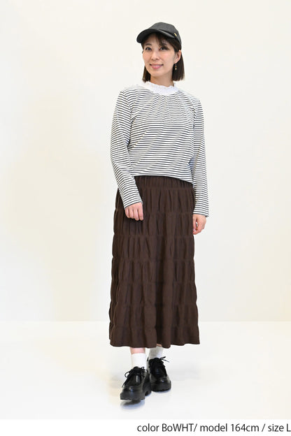 ≪SALE≫ Collar Shirring Lace Long Sleeve Tee