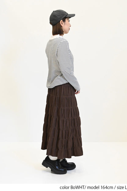 ≪SALE≫ Collar Shirring Lace Long Sleeve Tee