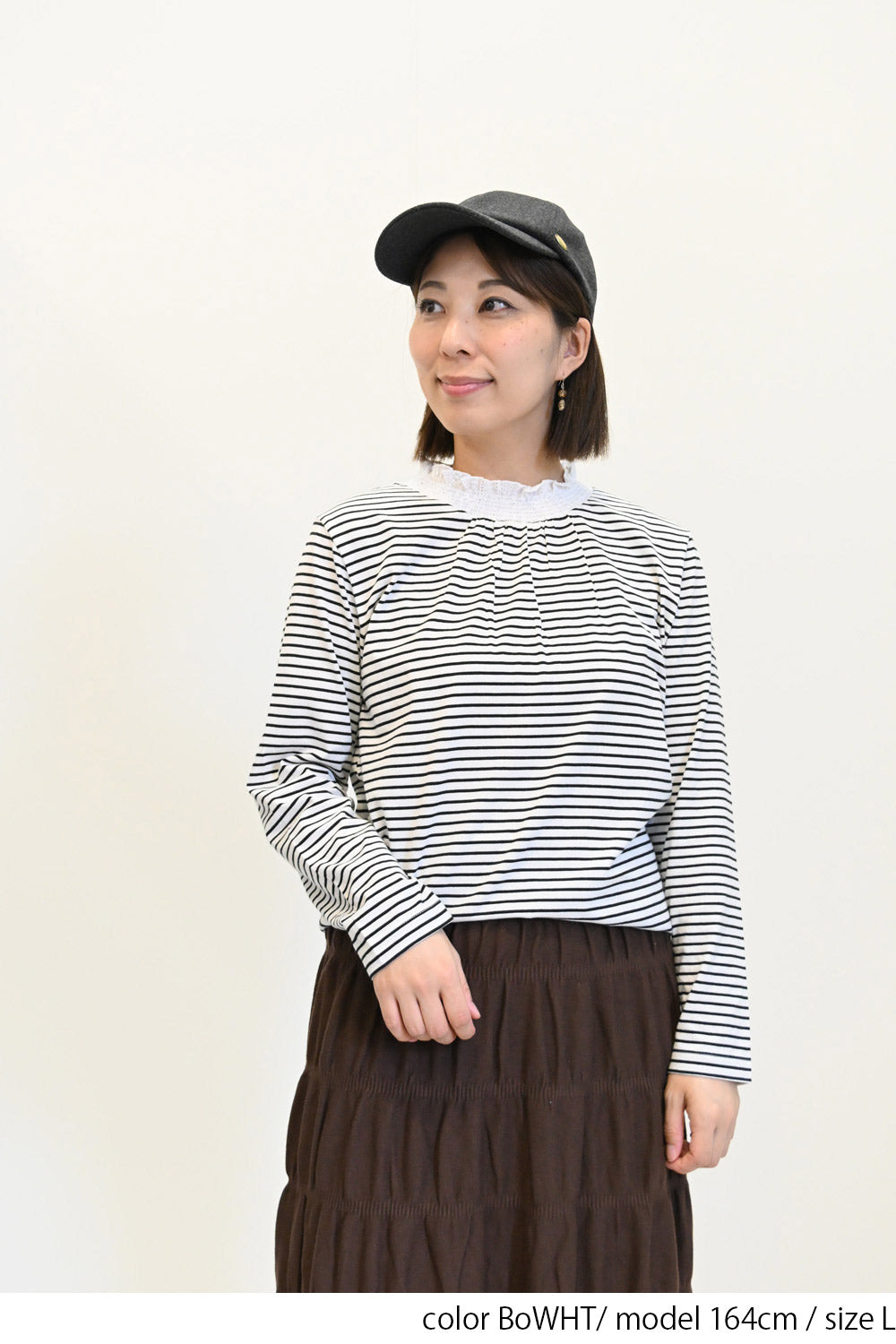 ≪SALE≫ Collar Shirring Lace Long Sleeve Tee