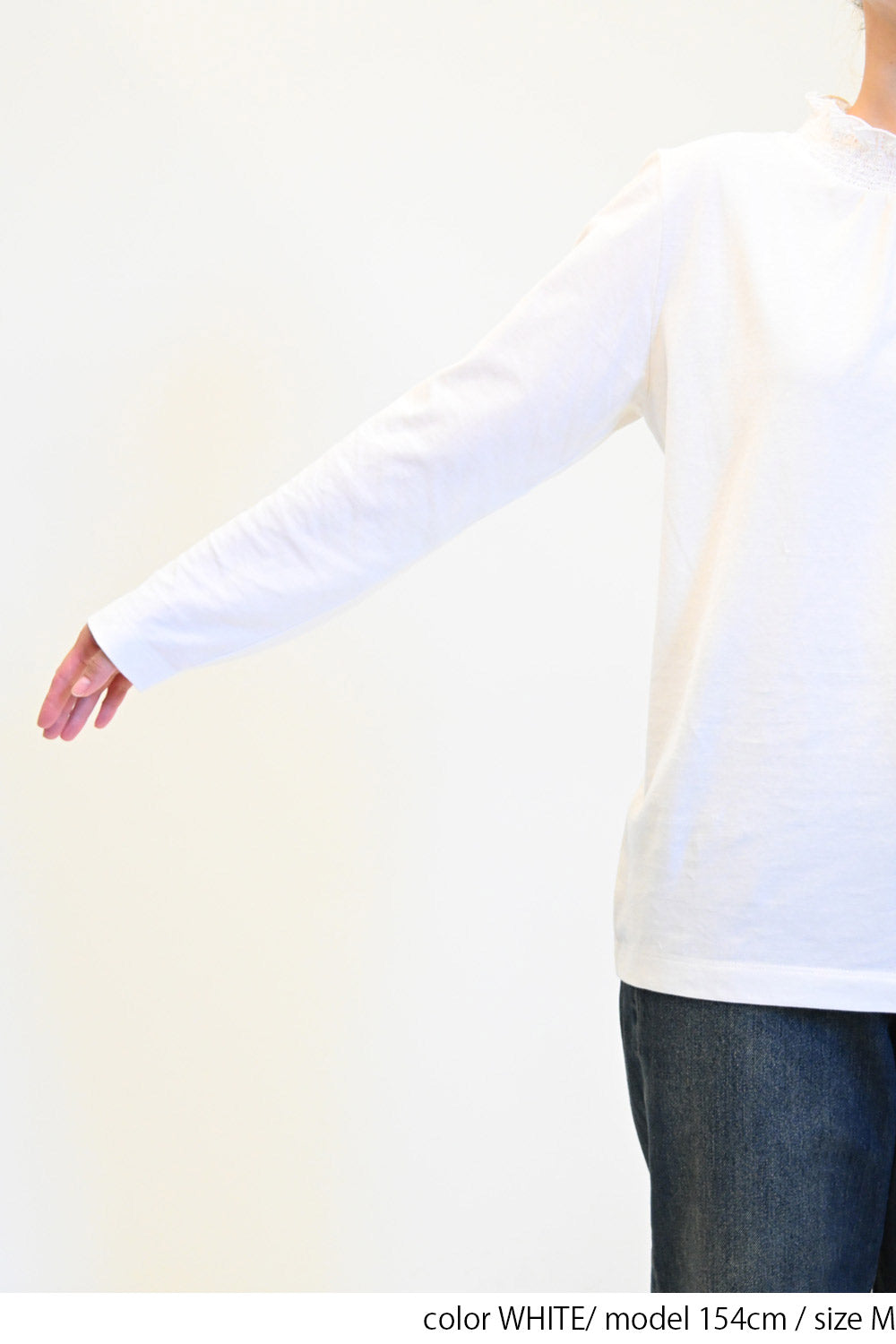 ≪SALE≫ Collar Shirring Lace Long Sleeve Tee