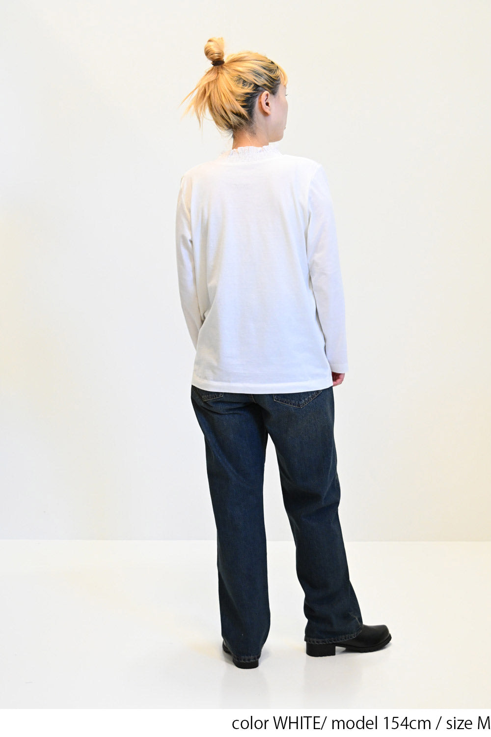 ≪SALE≫ Collar Shirring Lace Long Sleeve Tee