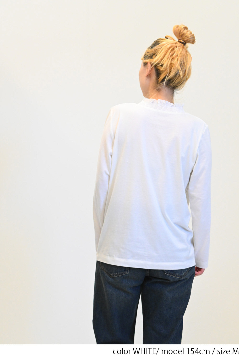 ≪SALE≫ Collar Shirring Lace Long Sleeve Tee