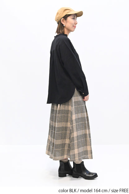 ≪SALE≫Key Neck Chest Pocket Blouse