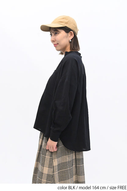 ≪SALE≫Key Neck Chest Pocket Blouse
