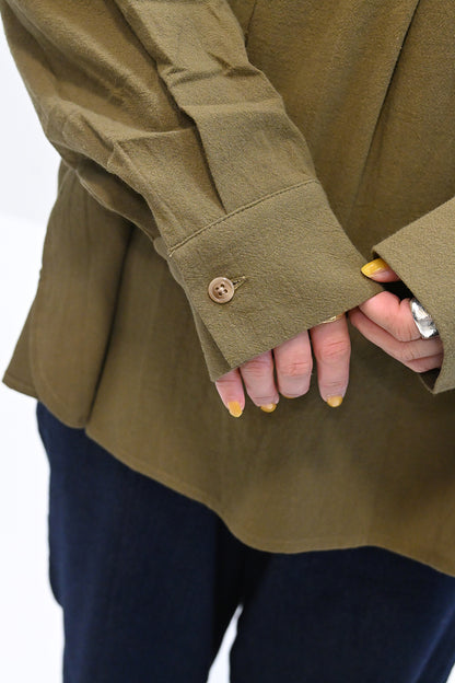 ≪SALE≫Key Neck Chest Pocket Blouse