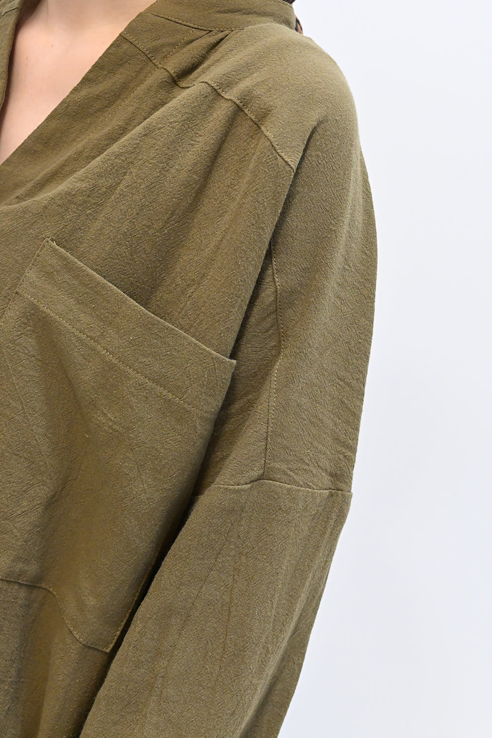 ≪SALE≫Key Neck Chest Pocket Blouse