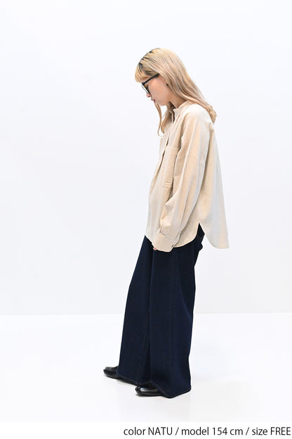 ≪SALE≫Key Neck Chest Pocket Blouse