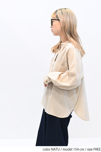 ≪SALE≫Key Neck Chest Pocket Blouse