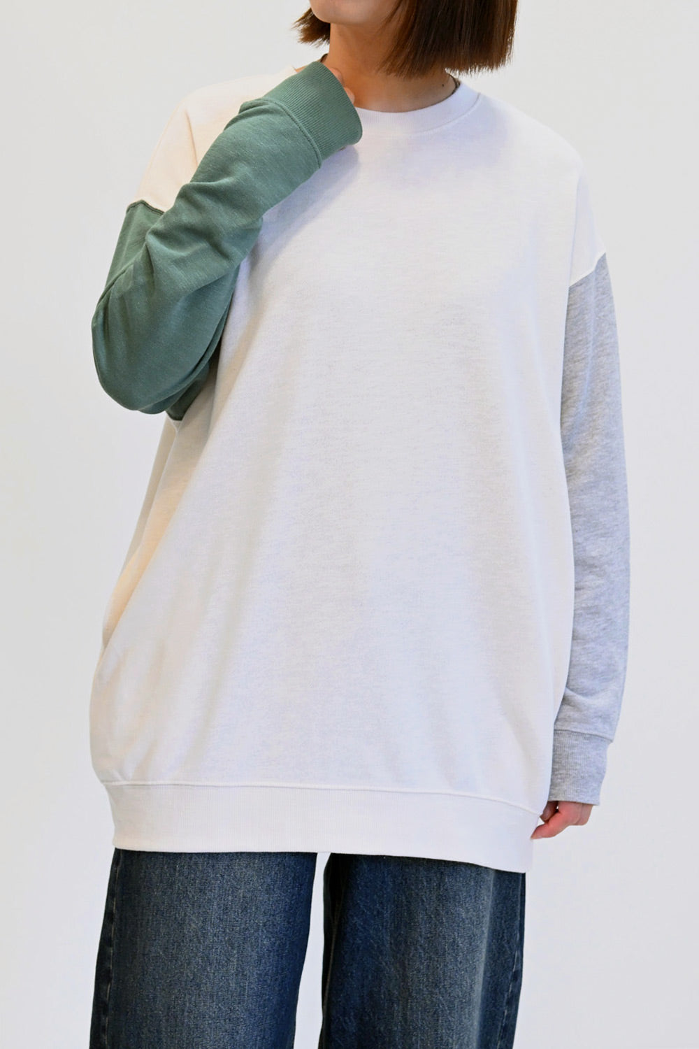 ≪SALE≫ Slub Fleece Crew Neck Tunic