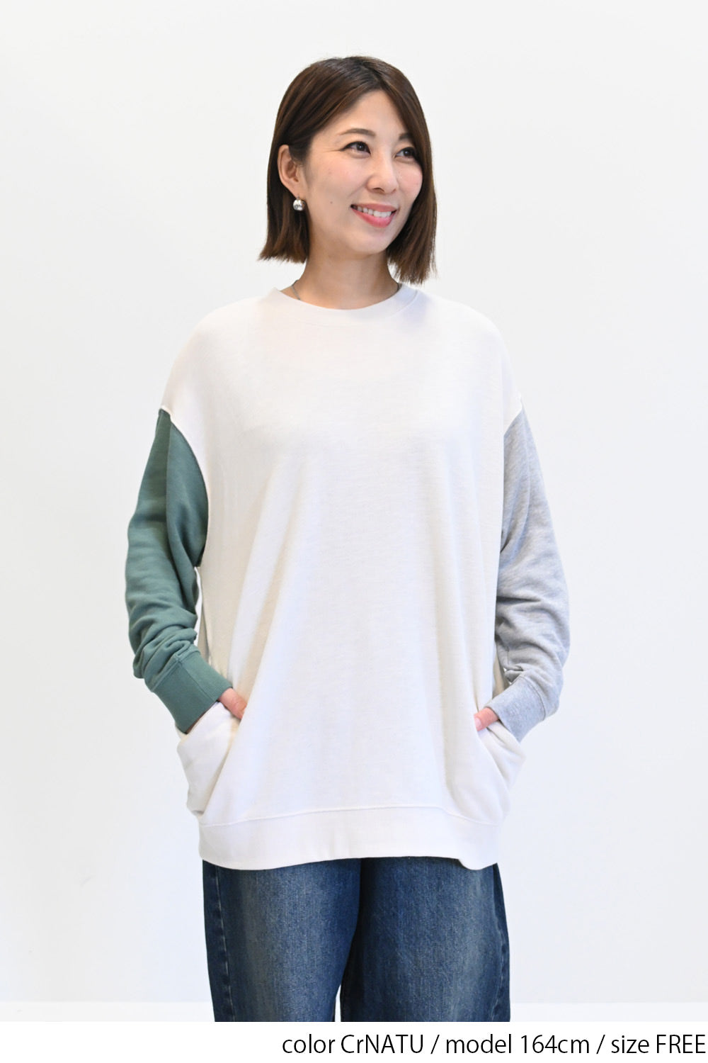 ≪SALE≫ Slub Fleece Crew Neck Tunic