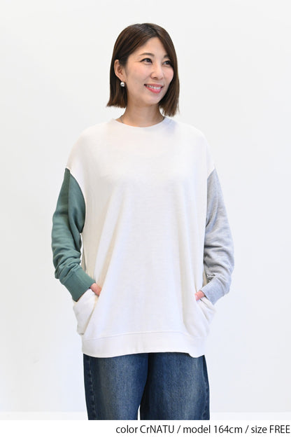 ≪SALE≫ Slub Fleece Crew Neck Tunic