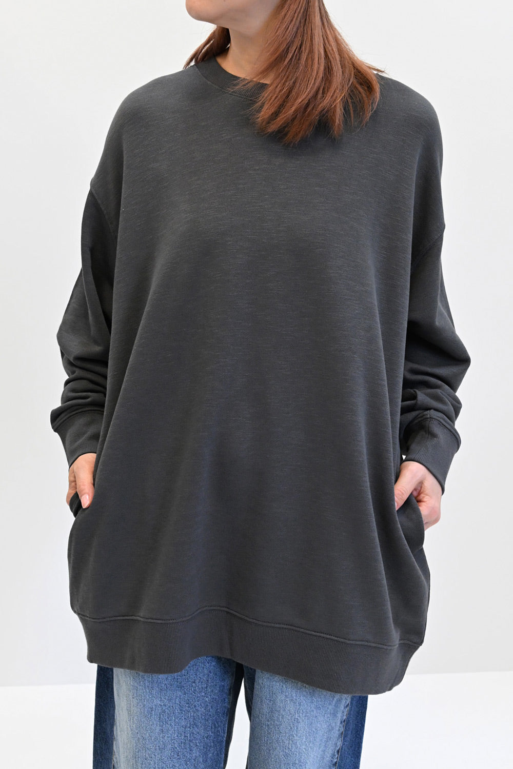 ≪SALE≫ Slub Fleece Crew Neck Tunic