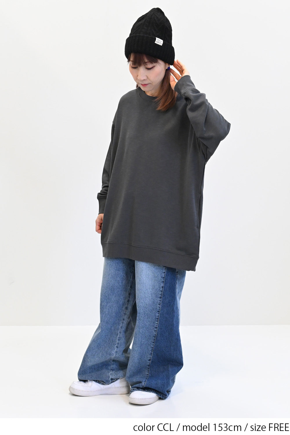 ≪SALE≫ Slub Fleece Crew Neck Tunic