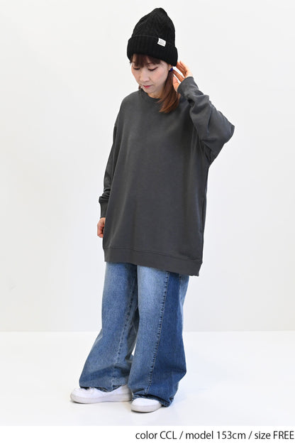 ≪SALE≫ Slub Fleece Crew Neck Tunic