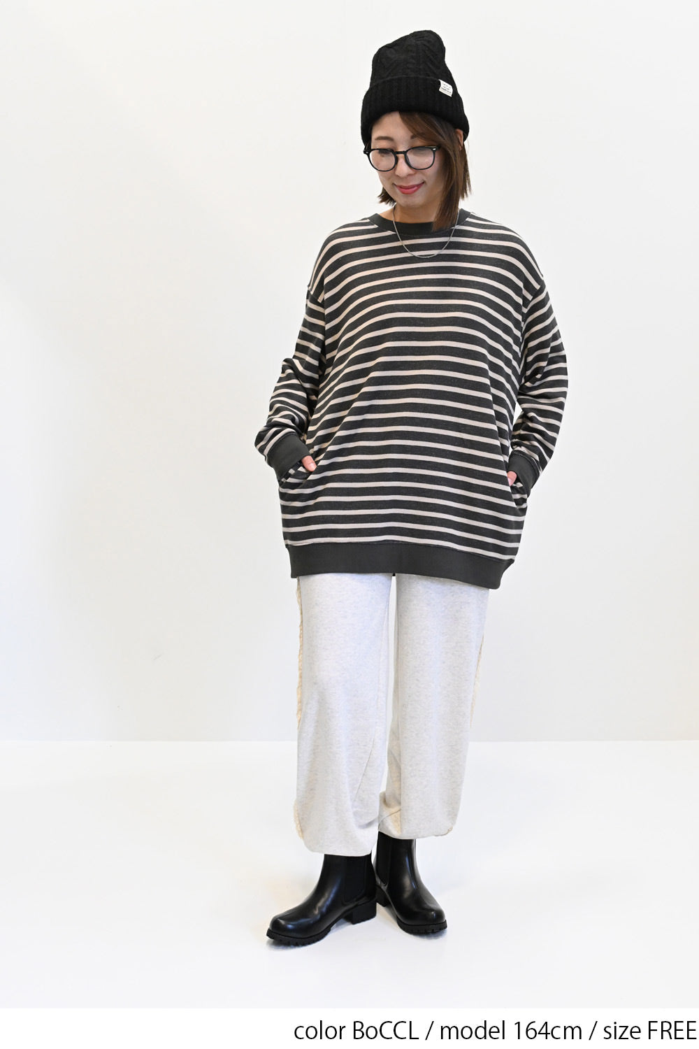 ≪SALE≫ Slub Fleece Crew Neck Tunic