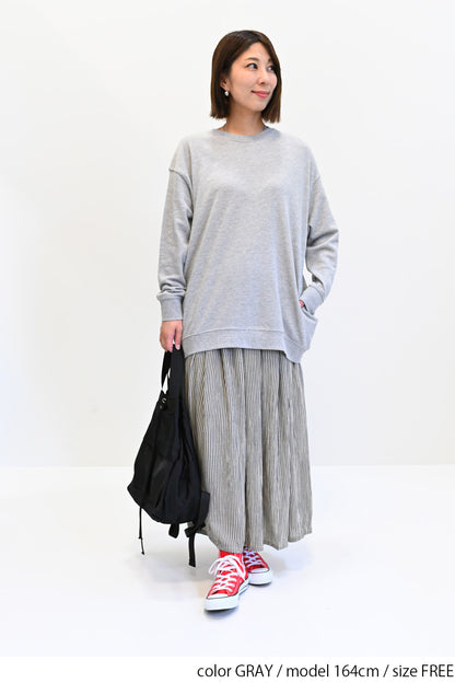 ≪SALE≫ Slub Fleece Crew Neck Tunic