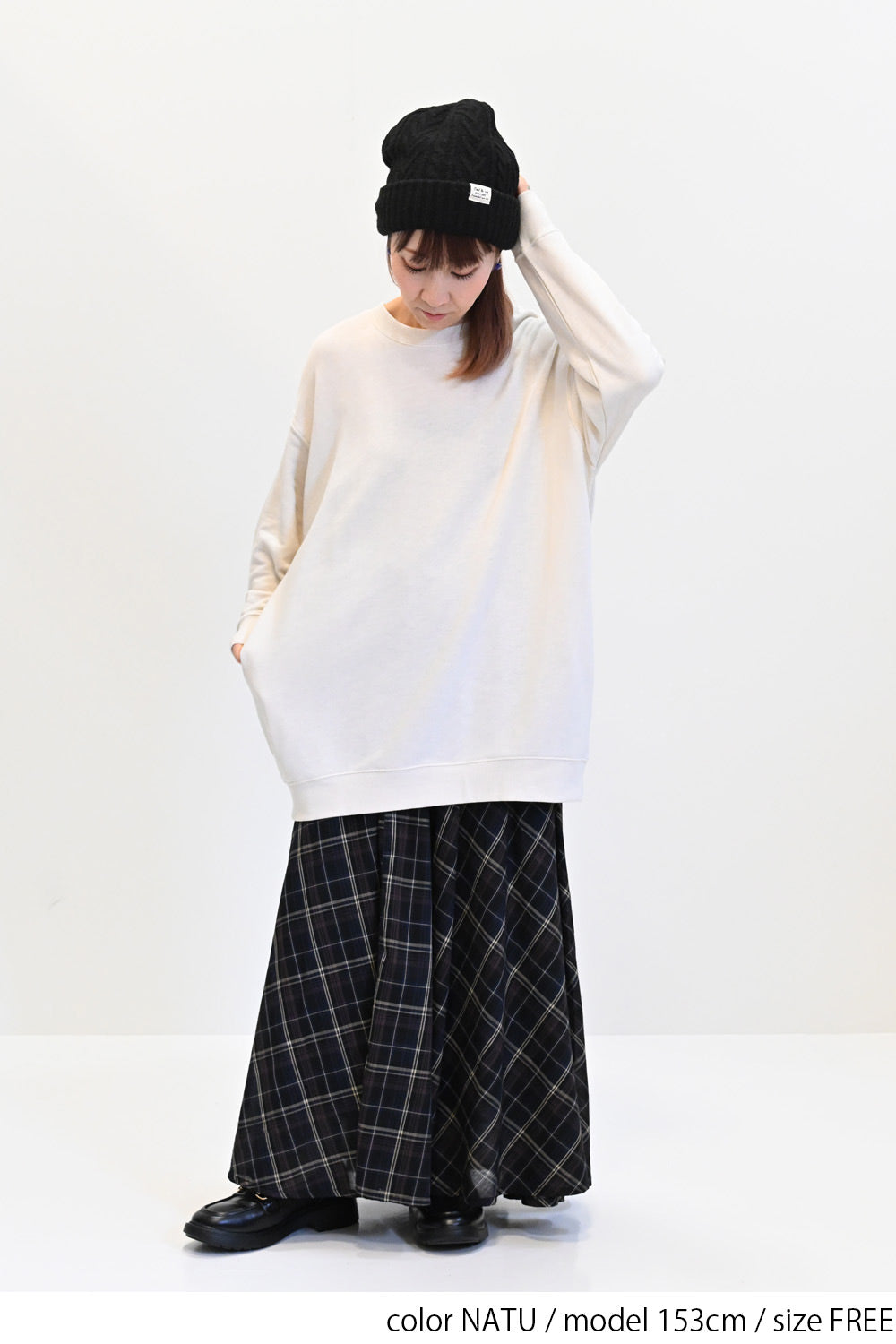 ≪SALE≫ Slub Fleece Crew Neck Tunic