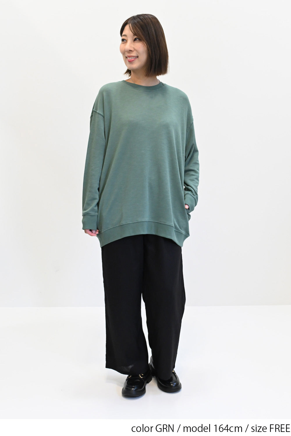 ≪SALE≫ Slub Fleece Crew Neck Tunic