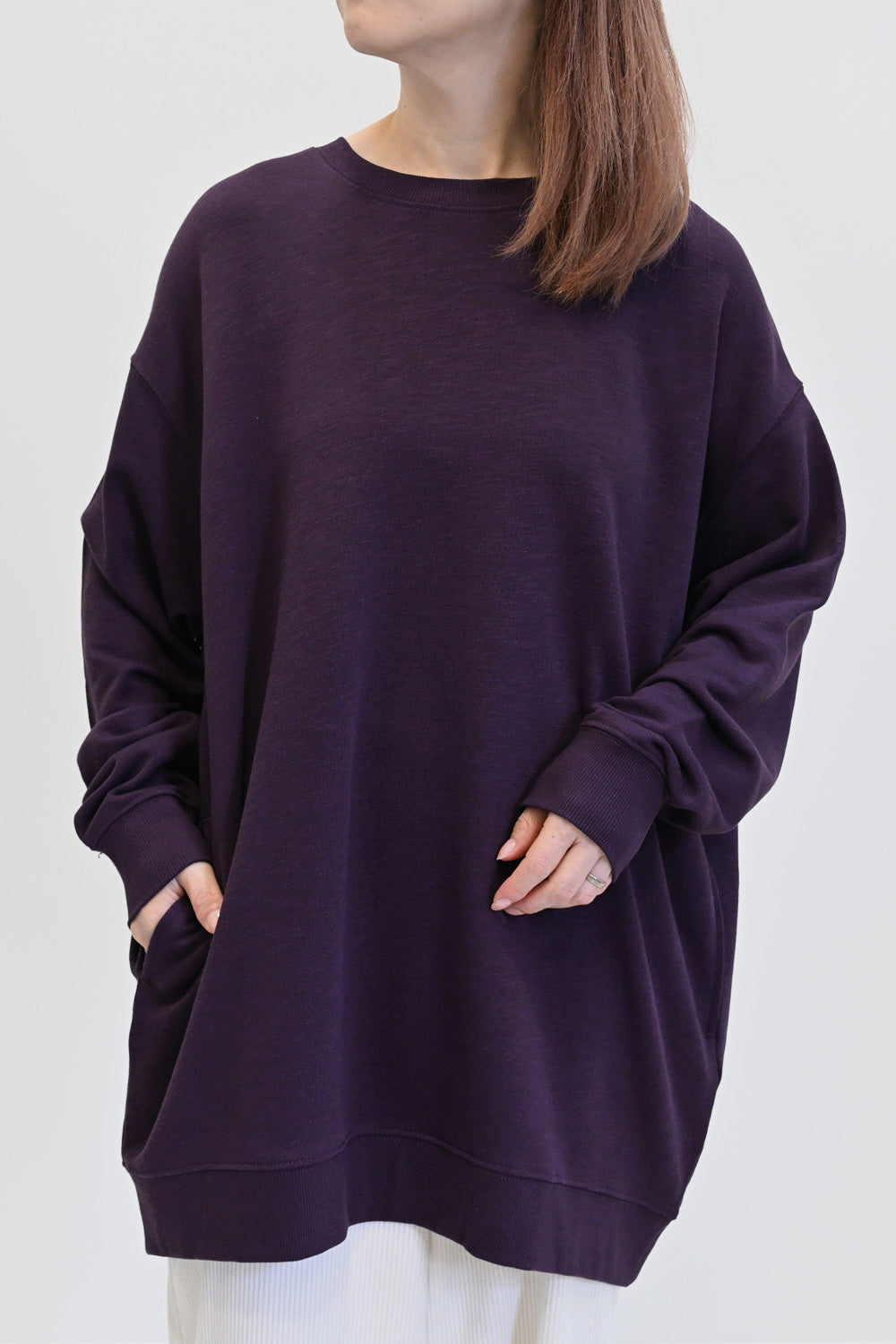 ≪SALE≫ Slub Fleece Crew Neck Tunic