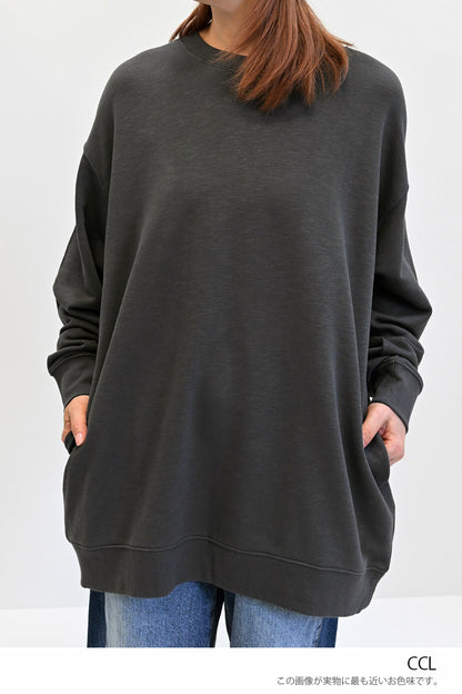 ≪SALE≫ Slub Fleece Crew Neck Tunic