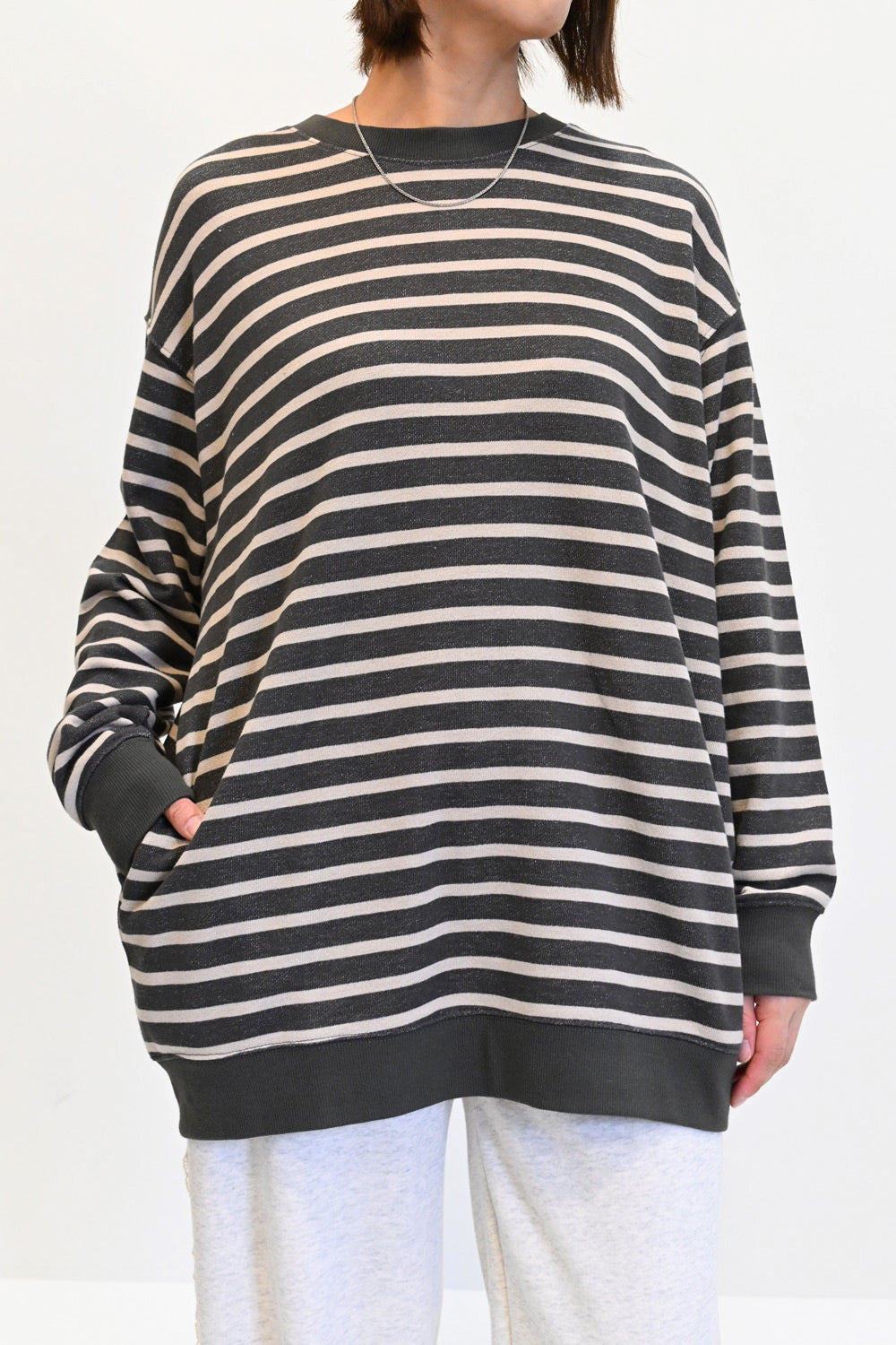 ≪SALE≫ Slub Fleece Crew Neck Tunic