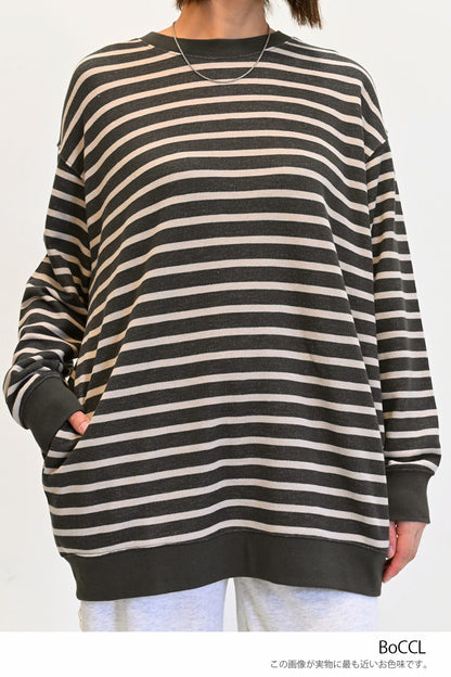 ≪SALE≫ Slub Fleece Crew Neck Tunic