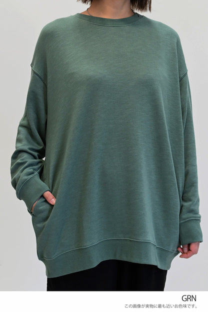 ≪SALE≫ Slub Fleece Crew Neck Tunic