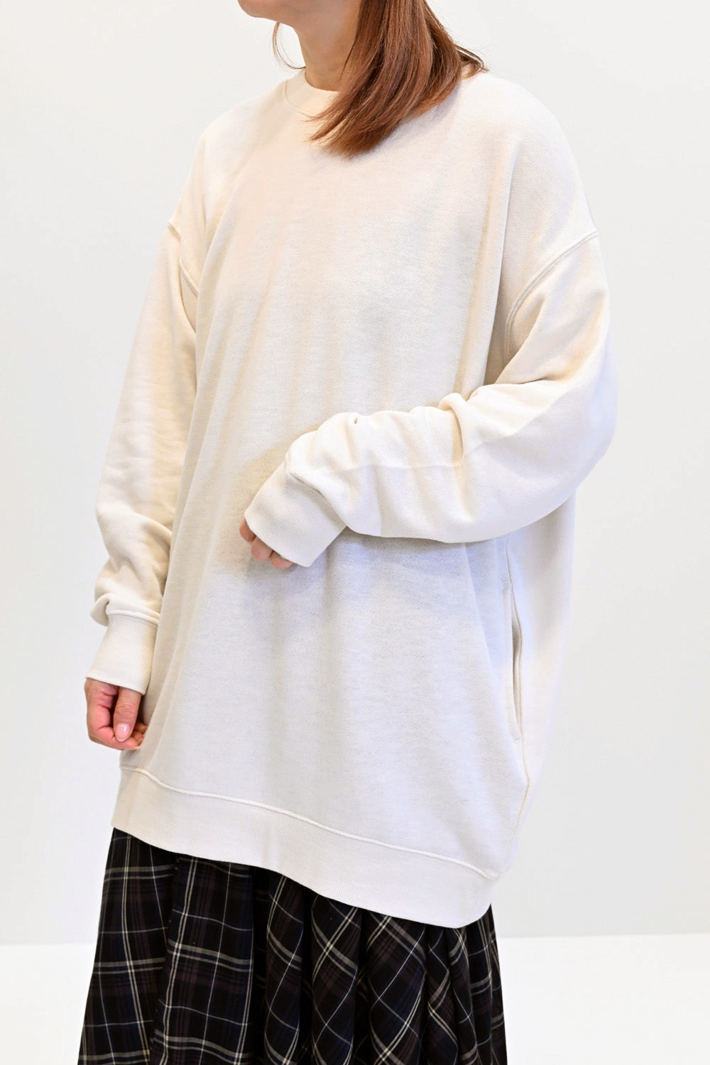 ≪SALE≫ Slub Fleece Crew Neck Tunic