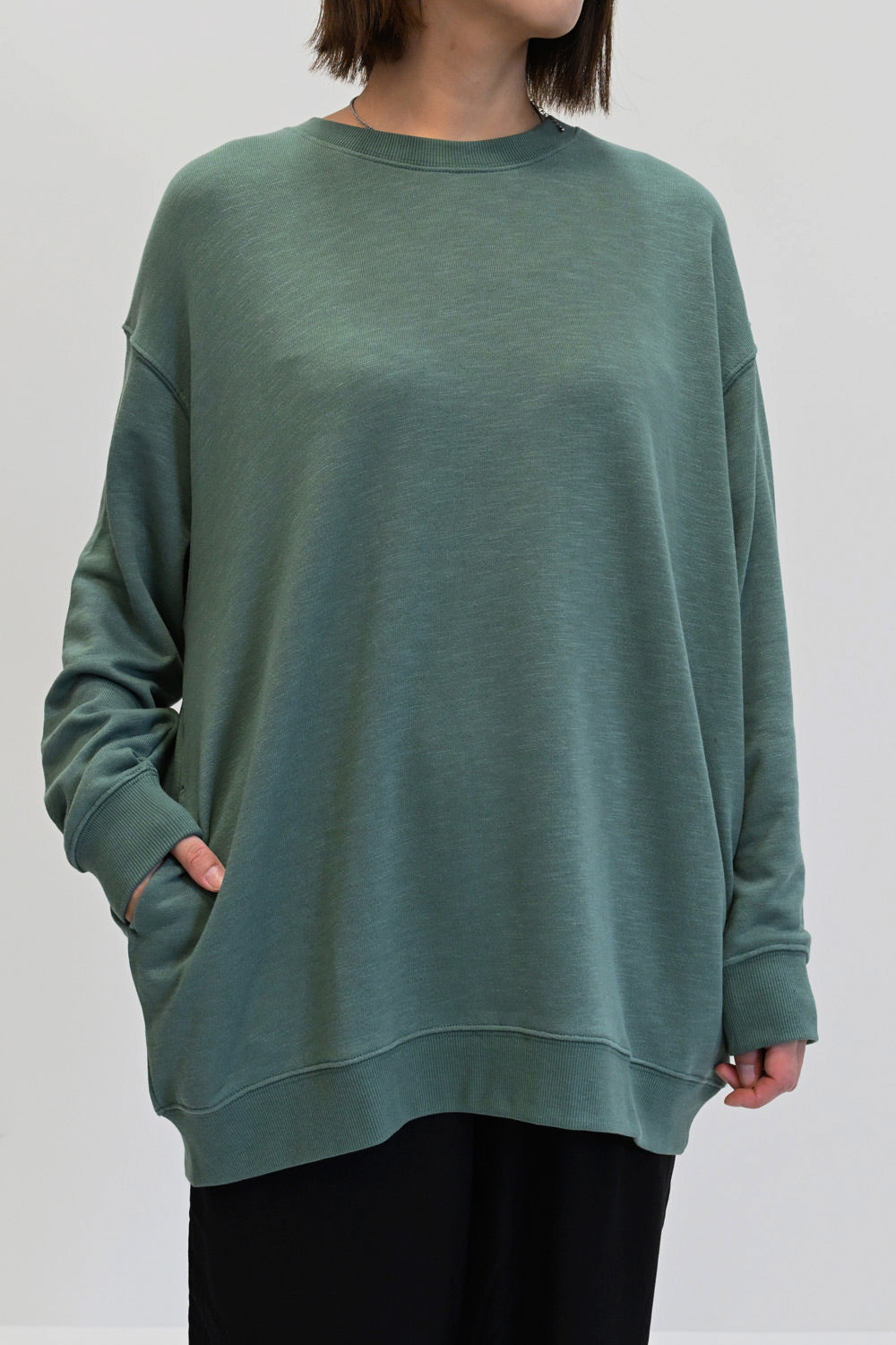 ≪SALE≫ Slub Fleece Crew Neck Tunic