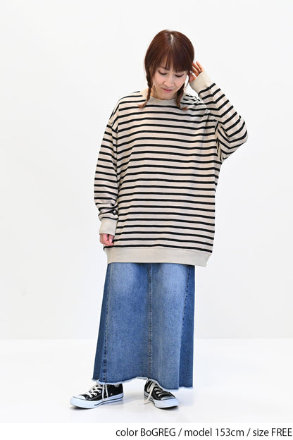 ≪SALE≫ Slub Fleece Crew Neck Tunic